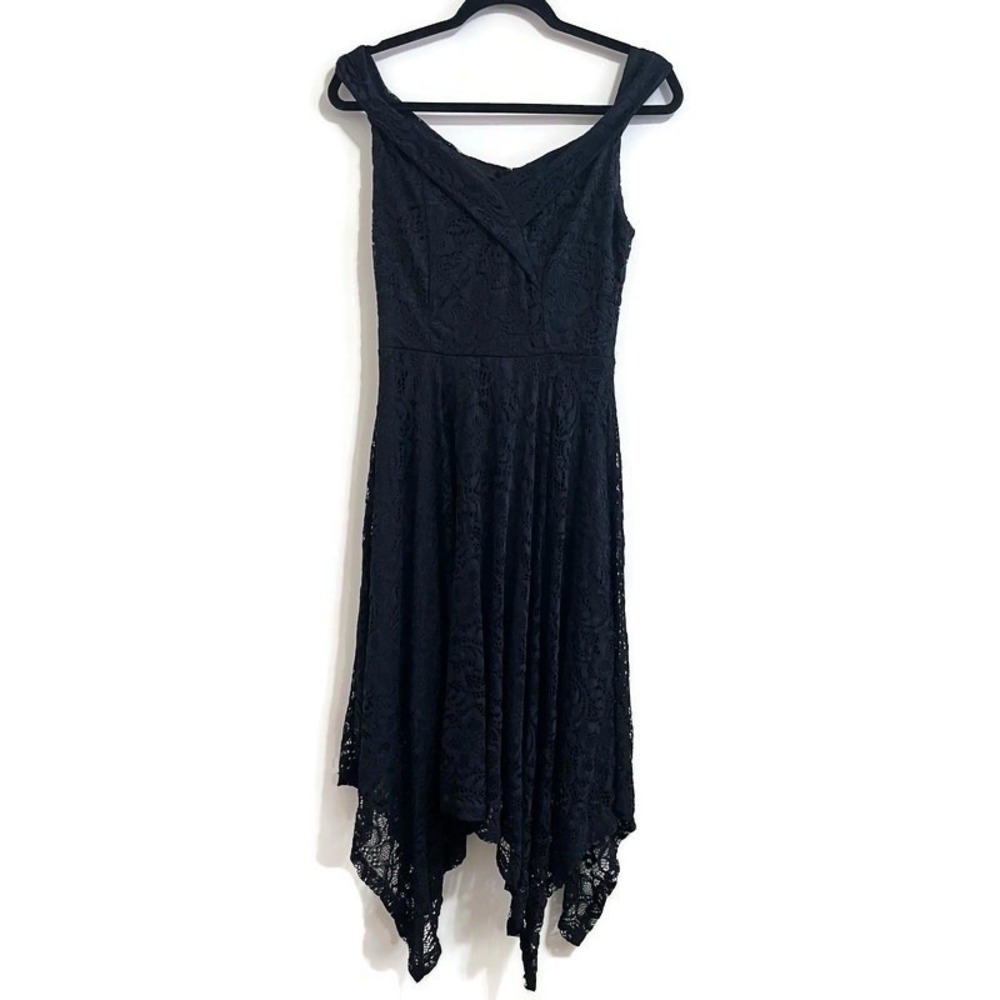 Y2K Lace Dress S Black Handkerchief Hem Romantic‎ Gothic Dark Fairy Whimsigoth